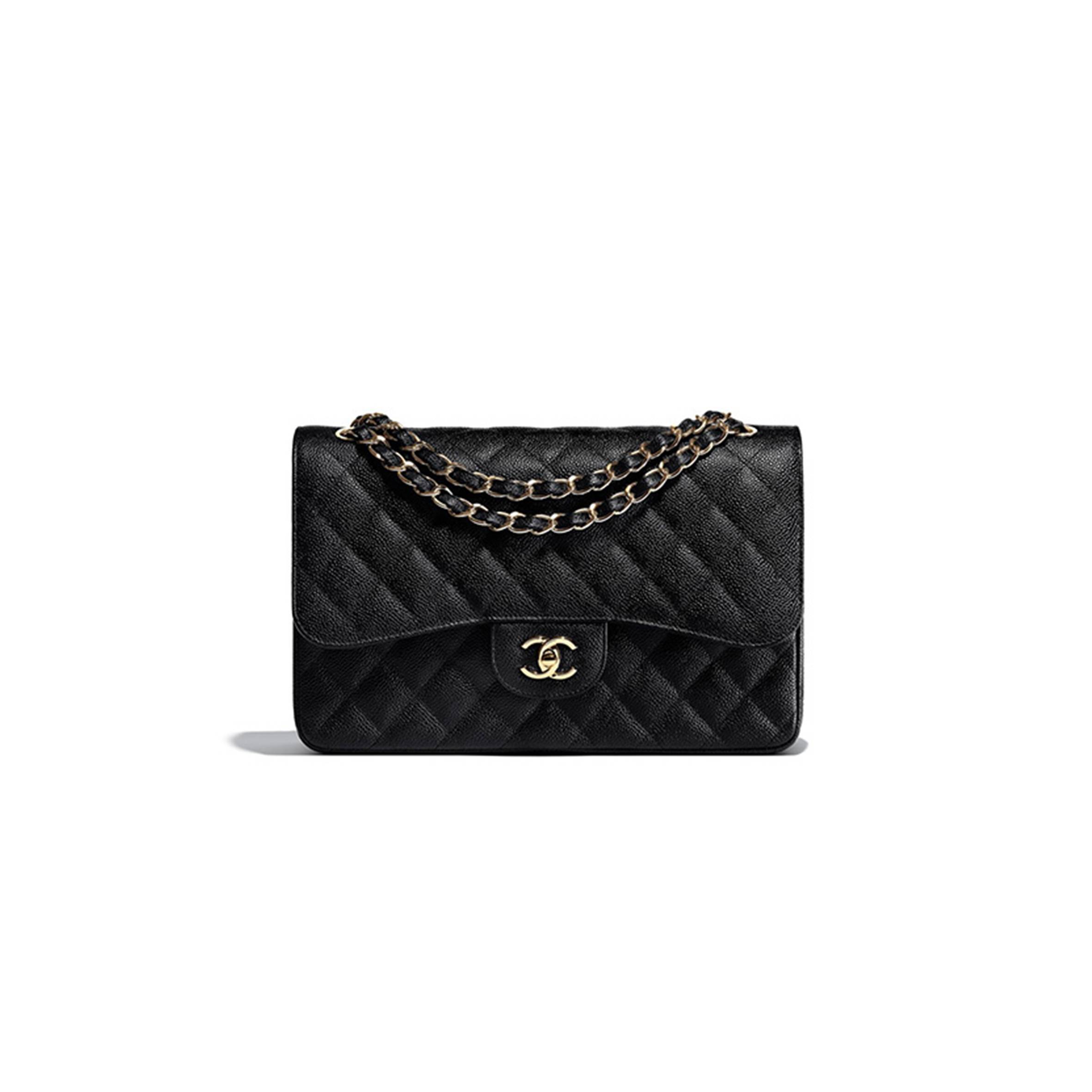 Ch*el master classic flap jumbo30 black large classic handbag gold buckle a58600 (30*19.5*10cm)